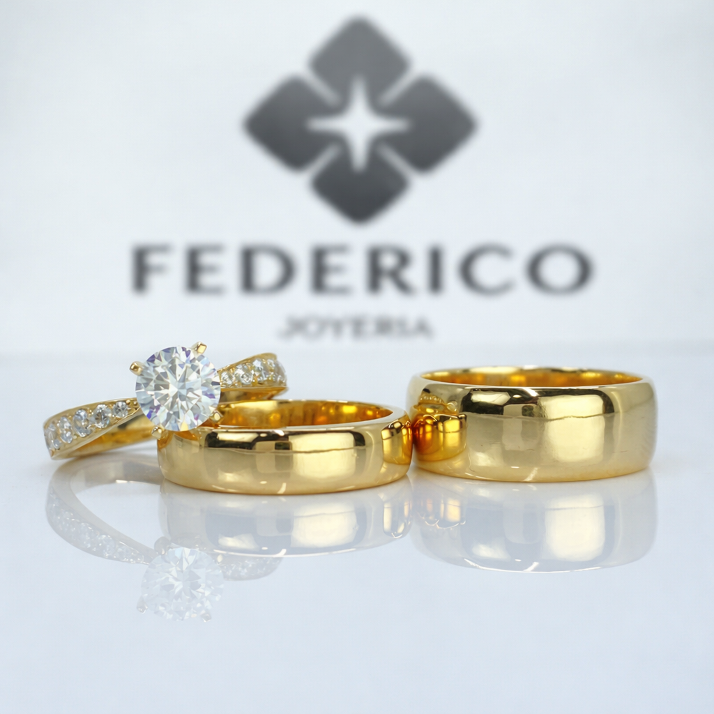 Argollas Dúo Celestial oro 18 kt