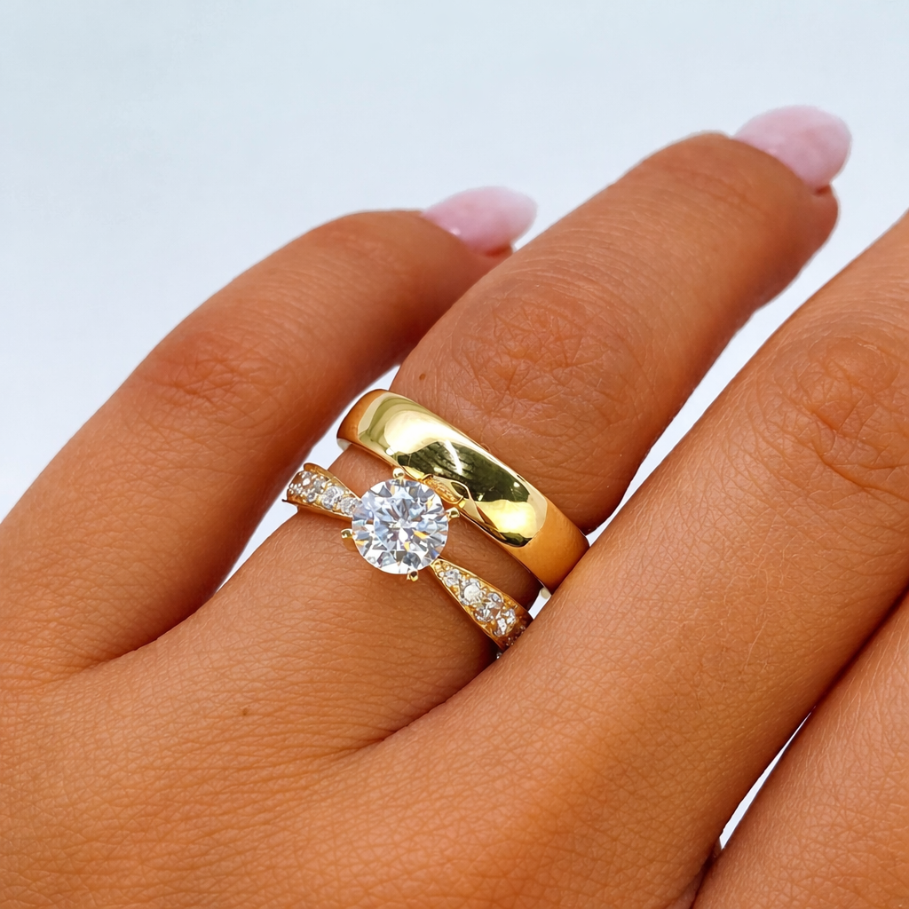 Argollas Dúo Celestial oro 18 kt