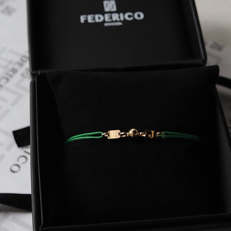 inicial doble eslabón bracalet oro solido 18kt