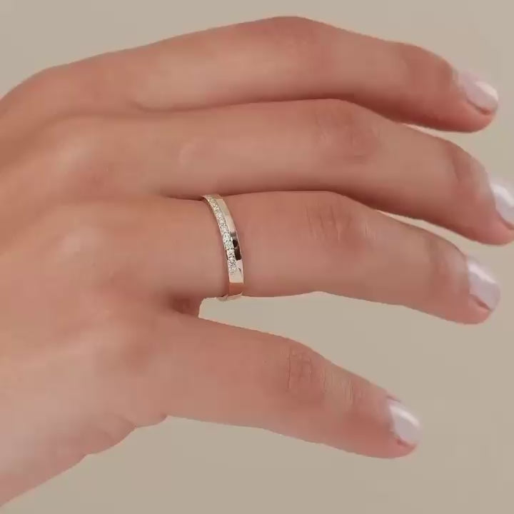 Media Alianza de Eternidad de Diamantes en oro 18KT