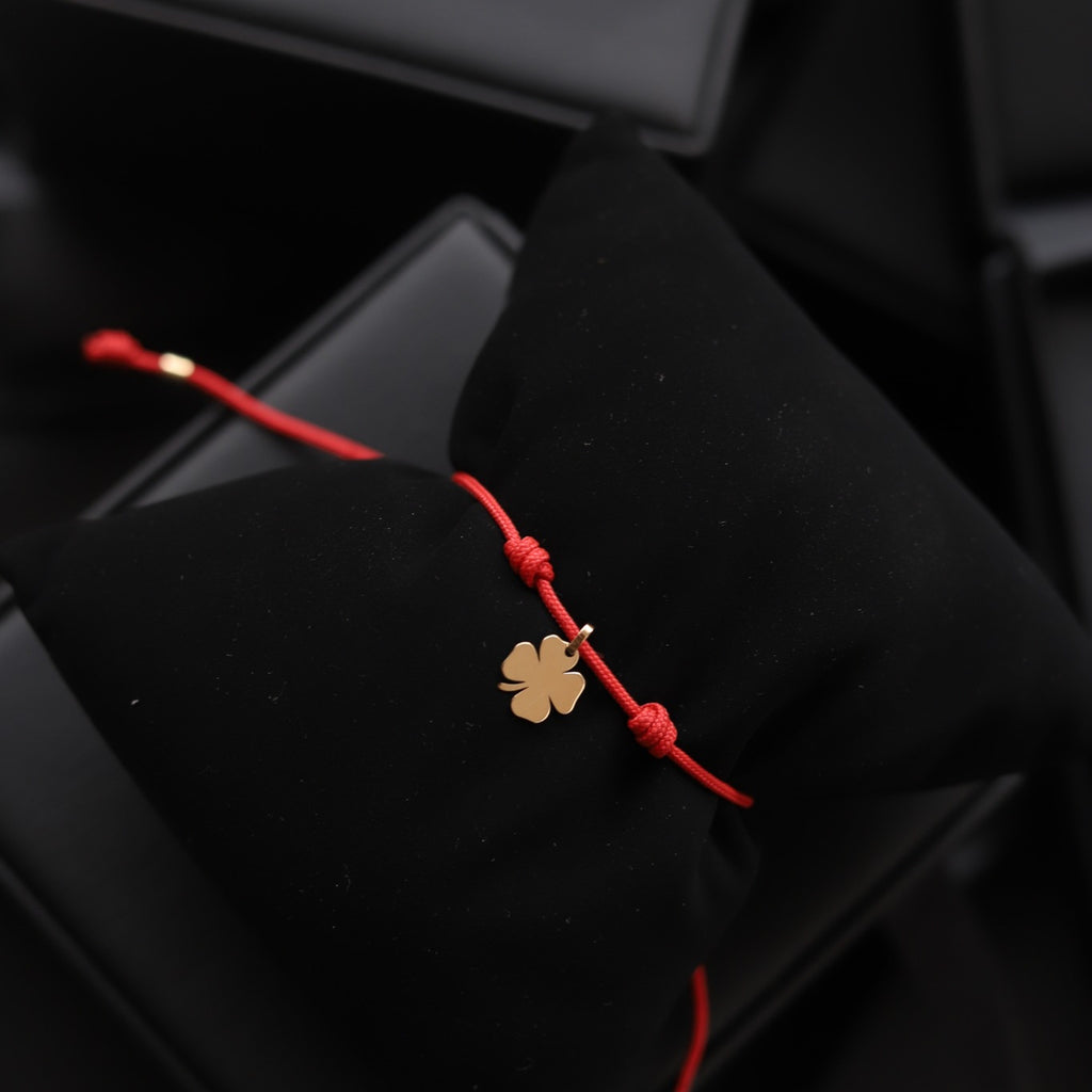 Pulsera mini trébol suerte oro 18 kt